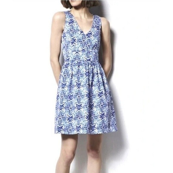 Milly Capri Italia Dutch Tulip Dress Classic Blue White Fit and Flare Size 2 - Picture 1 of 16